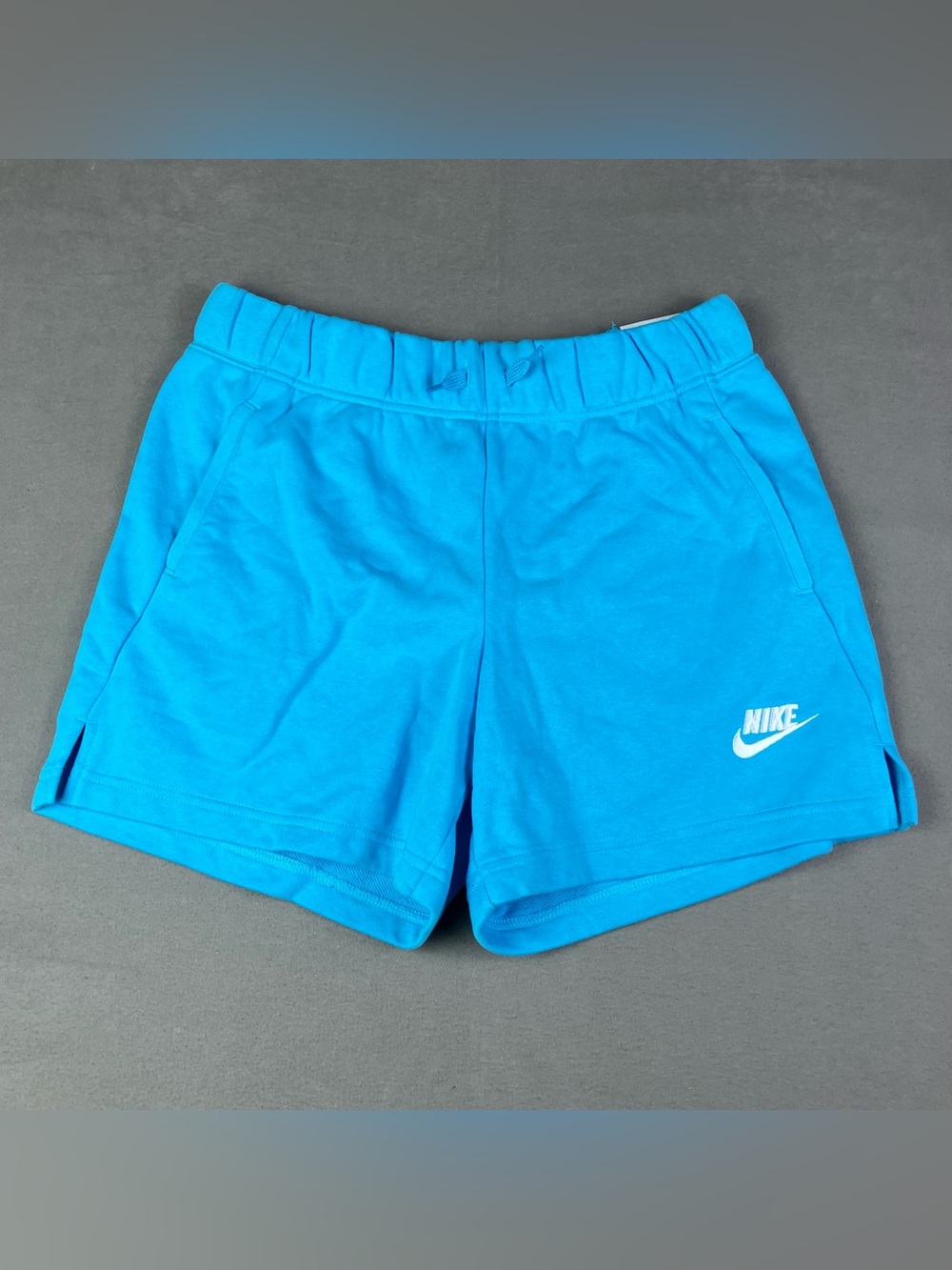 Nike Kids Size L + Sweat Shorts Light Blue Drawstring Embroidered Logo NWT. New